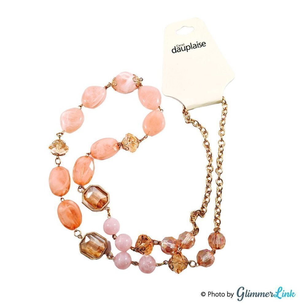 NWOT Carol Dauplaise Peach Beaded Chain Necklace